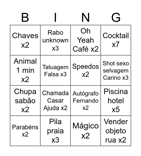 Despedida Bruno Bingo Card