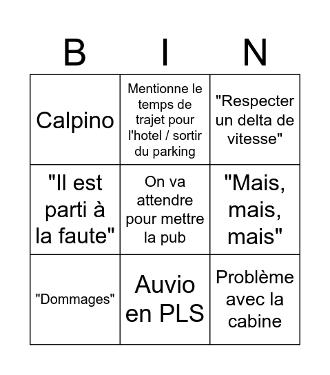 F1 Gaetan Bingo Card