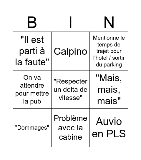 F1 Gaetan Bingo Card