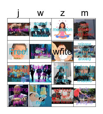 calm bingo Card
