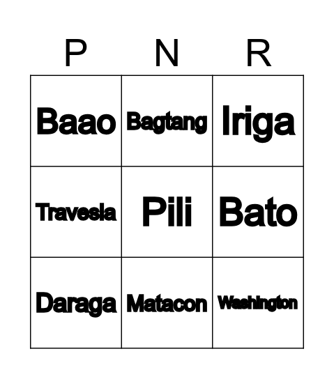 BICOL STATIONS Bingo Card