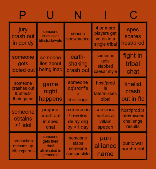 ClausORGs Bingo Card