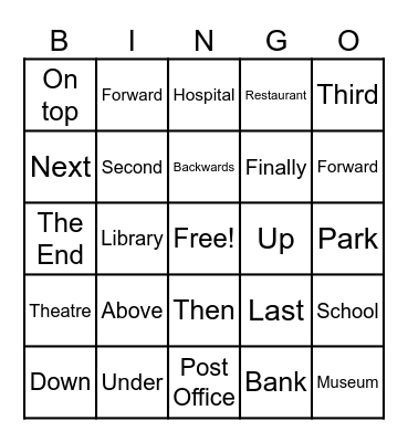 Places Bingo Card