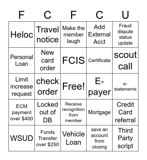 Referral Bingo Card