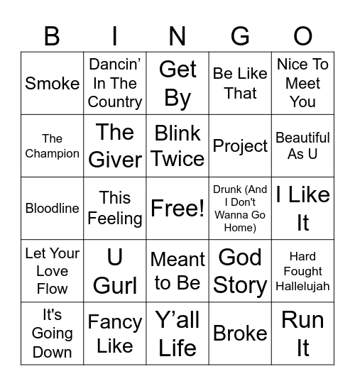 26MB Country Hits Round 3 Bingo Card