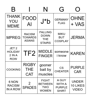 SPECIFIC INSTA BINGO Card