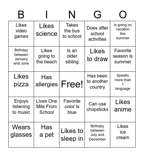 Bingo Card