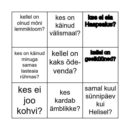 Helis 13 Bingo Card