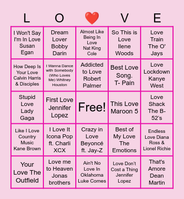 Love music Bingo Card