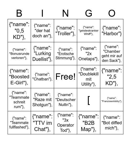 Valorant Bingo Card