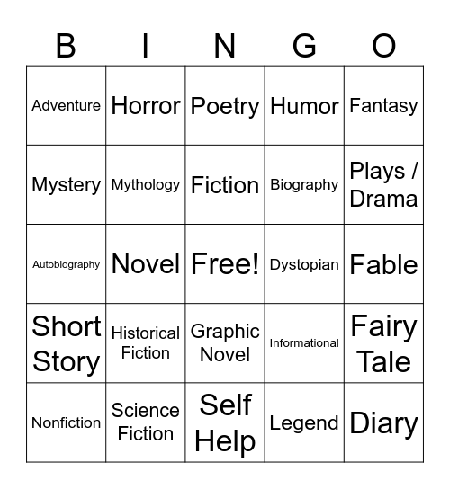 Genres Bingo Card