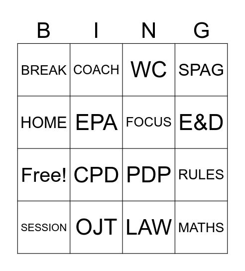 BINGO BONGO Bingo Card