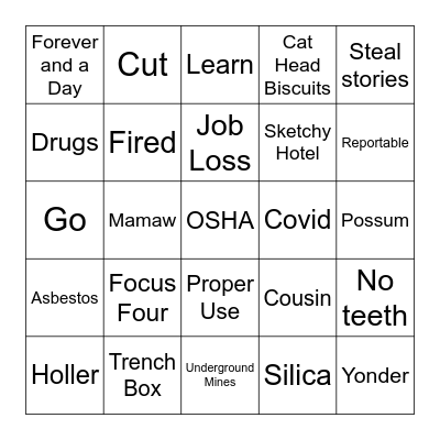 Robert's presentation Bingo Card
