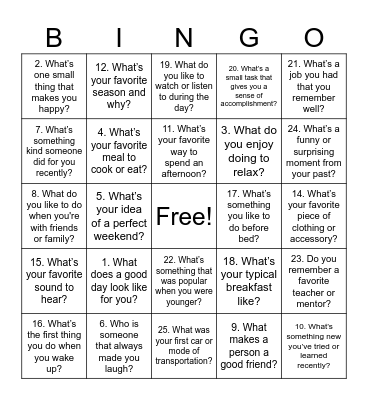 SPEAK OUT! Bingo Card