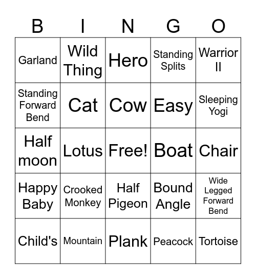 Yoga Is For Everyone Bingo Card