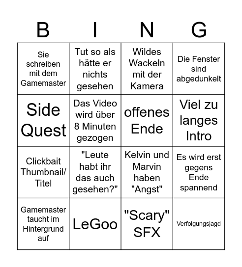 Prankbros Gamemaster BINGO Card