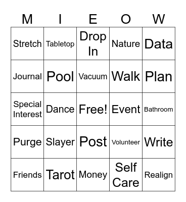 Thrive Bingo Card