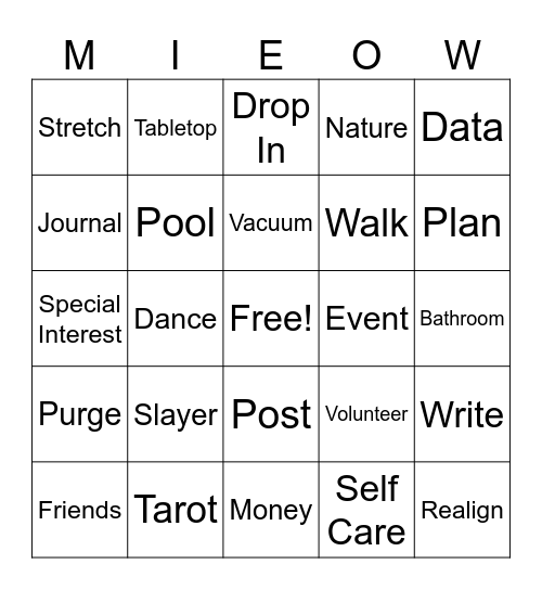 Thrive Bingo Card