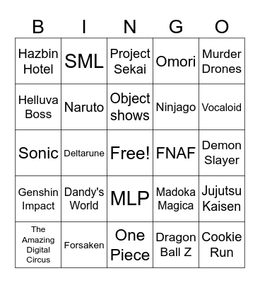 Fandoms filled with idiot children Bingo Card