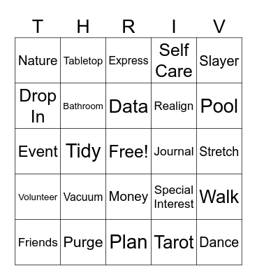 Daily Thriving Bingo Card