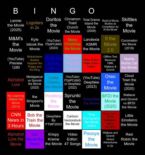 Super Genres Movies Anywhere (1-1000) Super Subscription Bingo Card