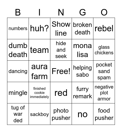 Ink games Bingo Card