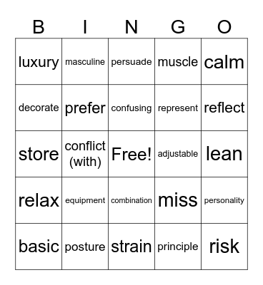 Unit 5 Bingo Card
