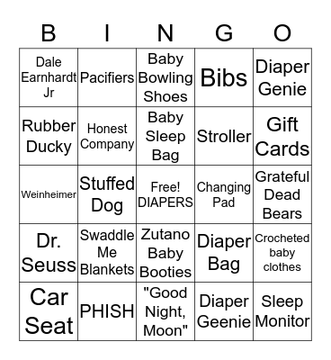 Larson Baby Bingo! Bingo Card