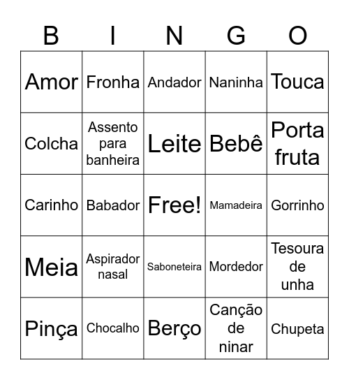 Chá de bebê Baby cha Bingo Card
