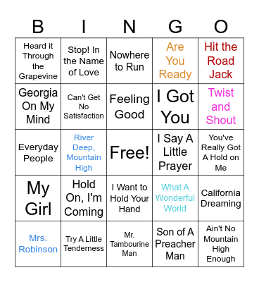 The Classics Bingo Card