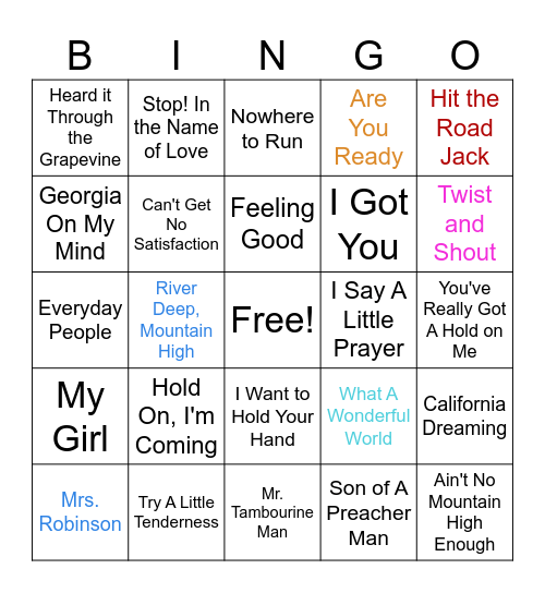 The Classics Bingo Card