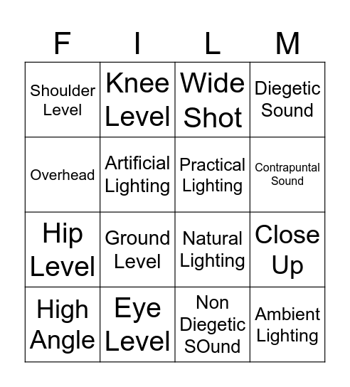 Film Bingo Card