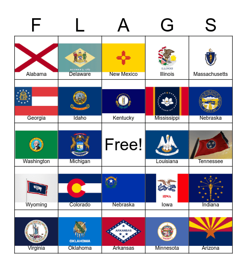 State Flag Bingo Card