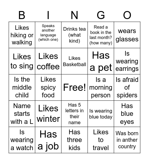 Adult Converstation Circle Bingo Card