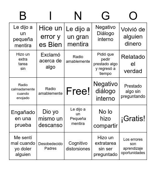 Culpa y integridad Bingo Card