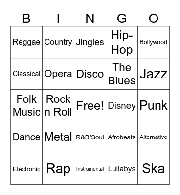 Music Bingo! Bingo Card
