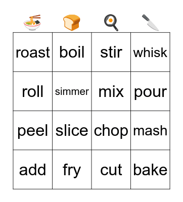 FOOD PREPARATION Bingo Card