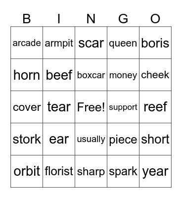 Bear's Bingo Card