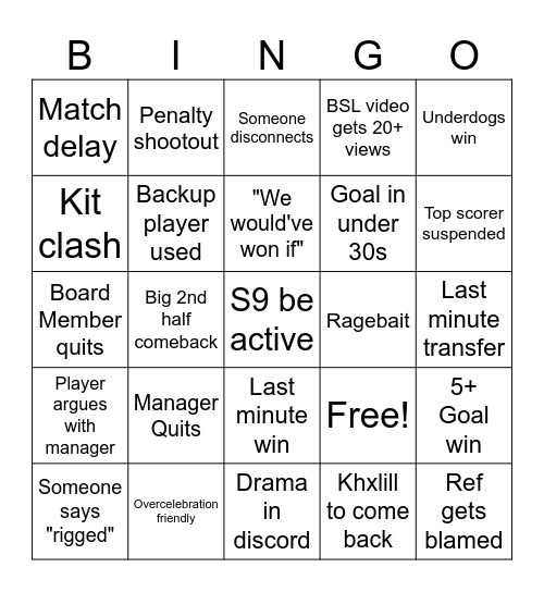 BSL S9 BINGO BOARD Bingo Card
