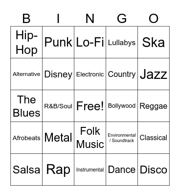 Music Bingo! Bingo Card