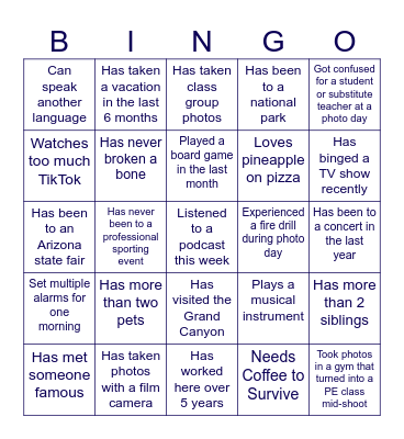 Grads Icebreaker Bingo Card