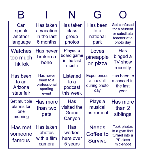 Grads Icebreaker Bingo Card