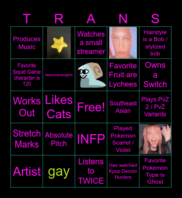 Glucian Bingo Card