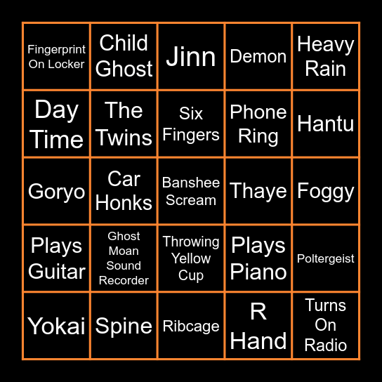 Phasmo Bingo Card