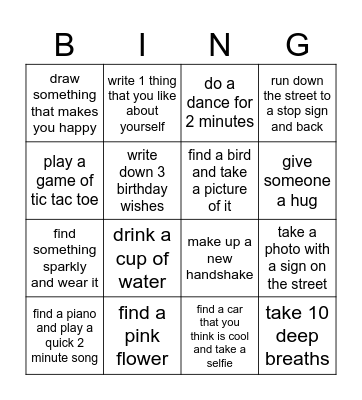 Rachelli's Birthday Bingo Card