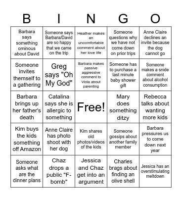 2025 Beach Trip Bingo Card