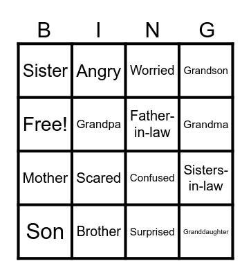 Family Bingo Card