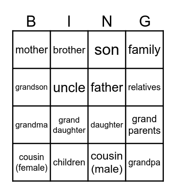 FAMILY Bingo Card