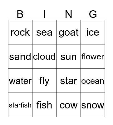 Nature Bingo  Bingo Card