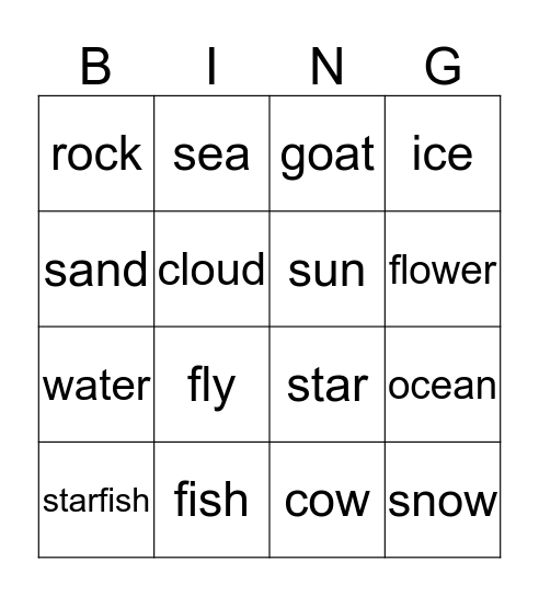 Nature Bingo  Bingo Card